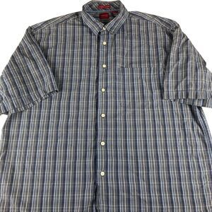 Arrow USA 1851 Saltwater Cottons Mens XL Plaid Short Sleeve Button Shirt